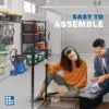 Image of man and woman assembling a garage workbench