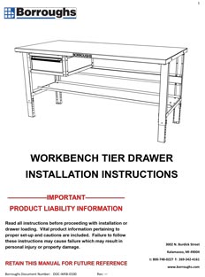 Borroughs Workbench Tier Drawer Installation Instructions